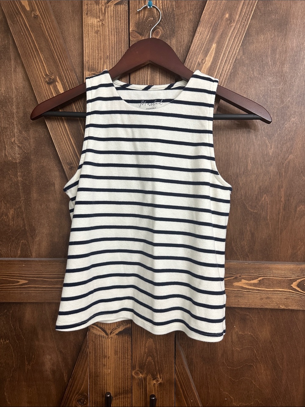 Marled Navy and White Striped Tank